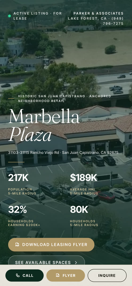 Marbella Plaza — single-property website by Endcap, mobile